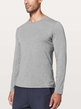 Light Gray Long Sleeve Crewneck Tee men’s Lulu
